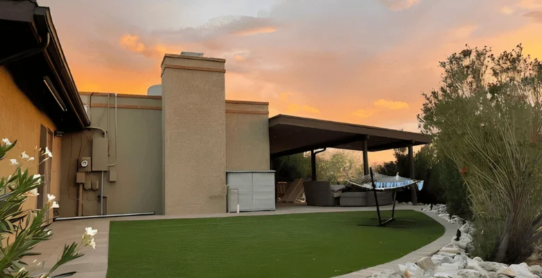 residential gardens using synthetic grass
